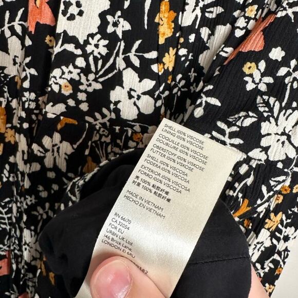 Free People x Revolve Kaley Floral Mini Dress Black Tie Back V-Neck Size 0 - Picture 6 of 8